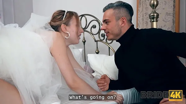 BRIDE4K. Sexy threesome with hot Russian bride while her groom is in another room