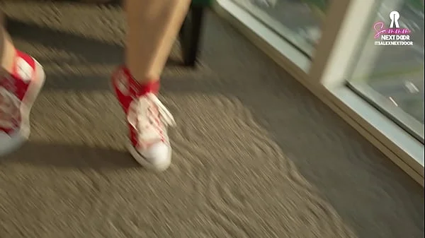 Blonde SLUT gets railed wearing red converse shoes