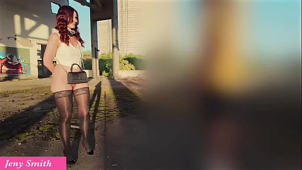 Jeny Smith caught in public place naked and locked