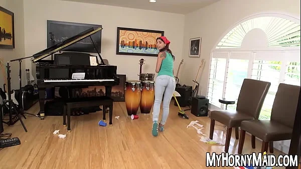 Pretty young maid takes care of big dick for more money