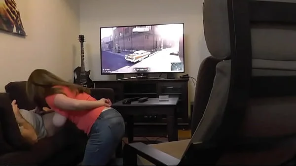 Sucked off Playing XBOX. Britney Swallows Gamer Blowjob & Big Swinging Tits