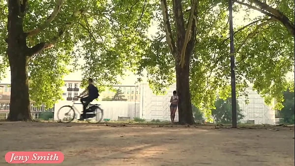 Jeny Smith walks the streets naked with only painted pants. Shocking footage