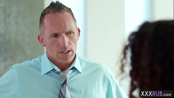 Sexy small tits brunette MILF massage a new client