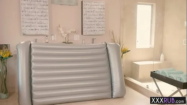 Petite Asian teen blowjob in the shower before massage