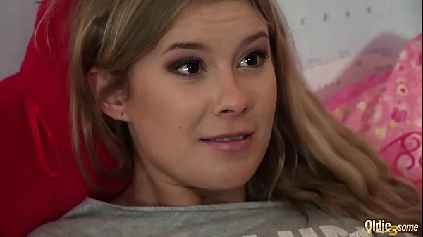 Young girlfriend with old sugar daddy get into hardcore threesome with their brunette neighbor