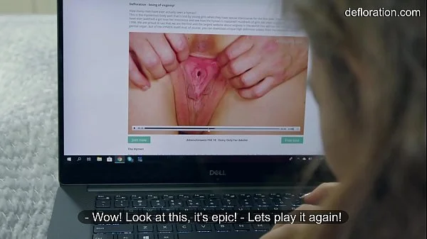 Two lesbian girls watch virgin pussy and then enjoy sex