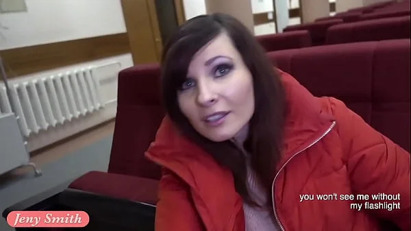 Jeny Smith caught by angry guard while she trying to spend the night in a shop naked!