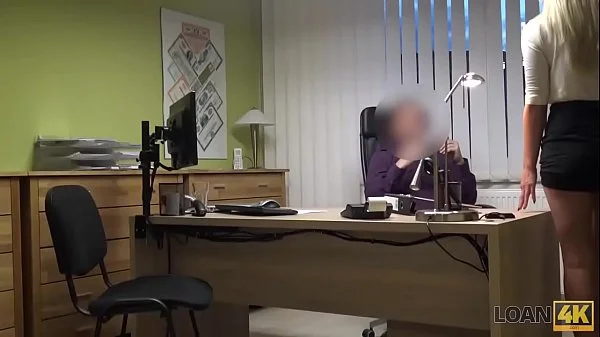 LOAN4K. Agent drills mouth, pussy, and asshole of blonde in office