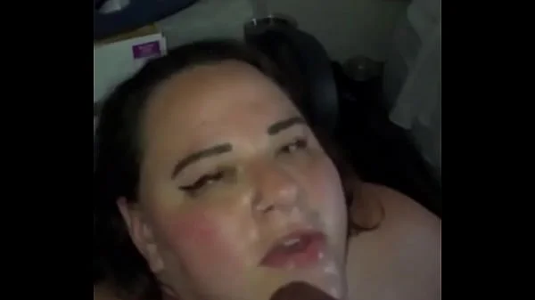 White BBW catches cum from BBC in slow motion
