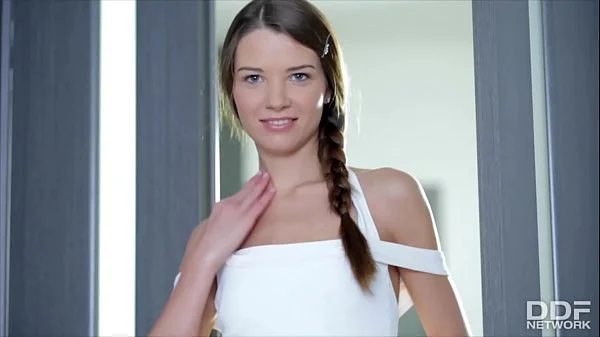 Incredibly hot Tini plays with her sweet shaved teen pussy