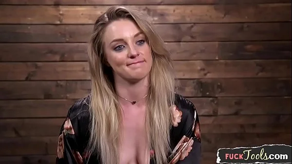 Restrained beauty fucked by sex machine