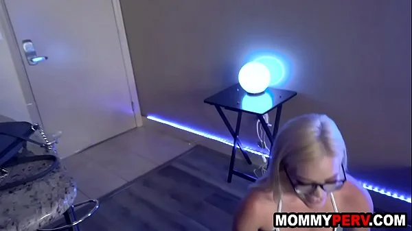 Stepmom and stepdaughter sucking stepson's cock