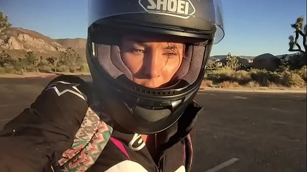 felicity feline rides motorcycle to joshua tree and plays outside