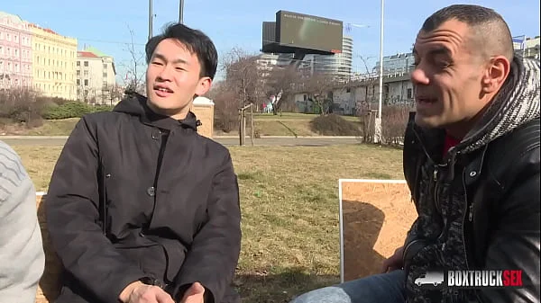 Beautiful Sarah Kay gets a cum shot on her big ass in the public