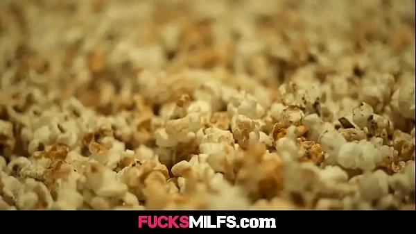 Horny MILF stepmom Aiden Ashley fucks her stepdaughter's boyfriend and invites her to eat that young and hard cock