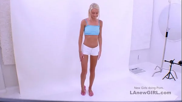 Gorgeous blonde sucks cock and gets fucked at modeling audition