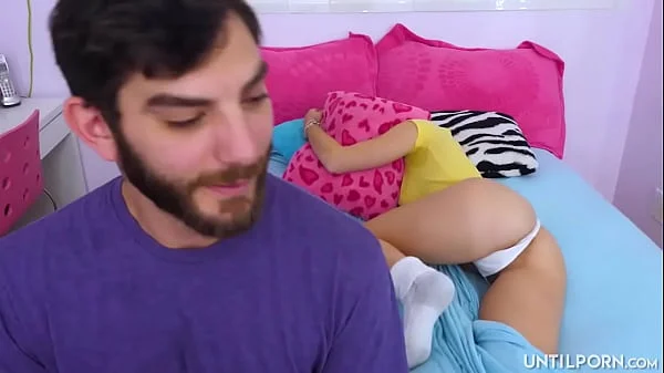 Horny blonde gives a blowjob and loves to suck her friend's balls with a huge cock