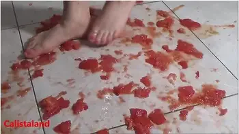Several Tomatoes Are Crushed Under My Wonderful Bare Feet