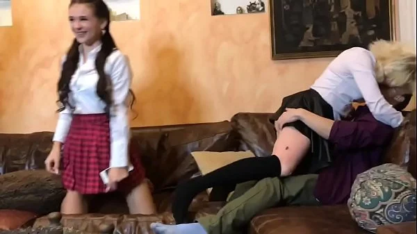 Young virgin gets fucked by 2 classmates after