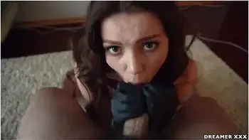 Luna Roulette And Scarlett Johansson - After Blowjob Cumshot In Mouth Girl With Gloves