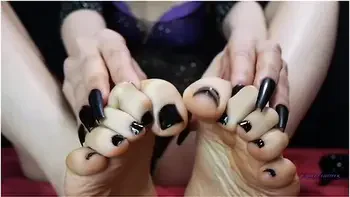 Sweet Lucifers Black Toenail Polish High Heels Foot Fetish Long Nails Mesmerize - Rebecca Diamante