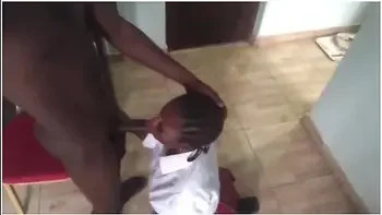 African teen 18+ Senior High Girl Sucks Dick Of A 30 Year Old Man And He Fucks Her Raw Till He Cums Inside Her