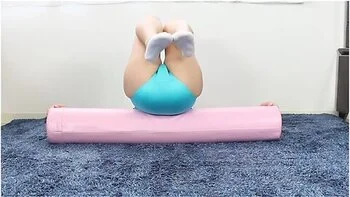 Rhythmic Gymnastics Stretching Of A Small Woman In Gkelite Leotard Excited By Sexy Yoga Spandex