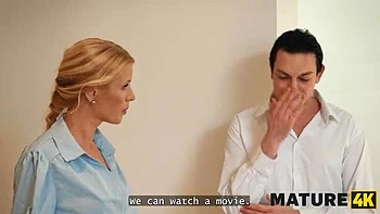 Hot Mature Blonde Step Mom Gives Dirty Birthday Gift in Kitchen - First Time Creampie