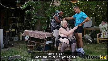 Weird Blonde Diana Loves A Lot Of Cum From 2 Strangers On Her Huge Tits