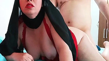 Fucking My Hard In Hijab With Young Stepmother