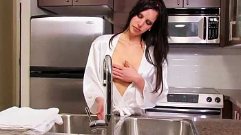 Horny Angelina Tyler Fingering Her Wet Pussy on Kitchen Counter Until Intense Orgasm