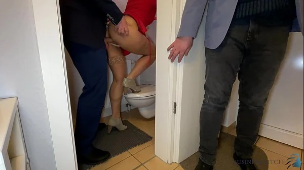 boss fucks secretary - husband watches, business-bitch