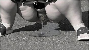 Mature Bbw Milf With A Big Bush On Her Pussy Pisses On The Road