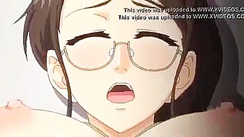 She spreads her legs and thrusts inside her, then inserts it from behind and cums inside her.