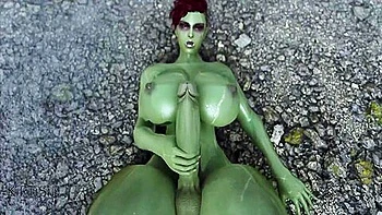 Orc Jerking Off Her Huge Dick In The Rain