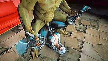 Black Sat Plays With Super Mutant Big Dick