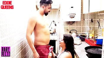 Kitchen Fuck with Latina Babyluna939 - Apron On, Nothing Under, Blowjob and Doggy Style