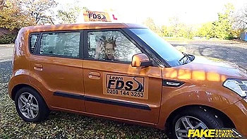 Fake Driving Instructor Bangs His Cute Ginger Teen 18+ Student 18+ In The Car And Gives Her A Creampie