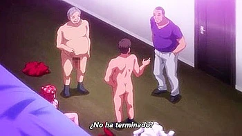 She is made to give a handjob and a blowjob, and then gets penetrated in both holes at the same time and creampied.