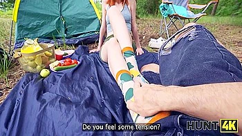 Young Russian Slut Was Fucked By A Stranger While Her Boyfriend Was In The Tent