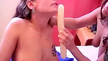 Astonishing German Dolls Having Fun With Big Dildo
