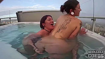 Snowy Day Underwater Jacuzzi Lesbians Dildo Playing Ellah With Sam