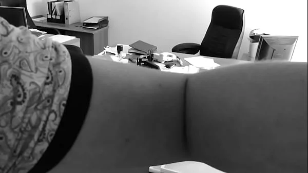 The boss fucks his tiny secretary on the office table and films it on hidden camera