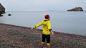 Beach Yoga With Watch Into Gaping Pussy # Hot Wife On Cold Beach