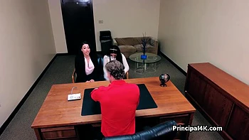 Secretary And Principal Sucking Knob At The Office