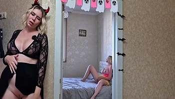 Caught My Stepsister Masturbating On Bed - Lesbian Stepsisters Caught Masturbating Wet Pussy Play & Moaning. Halloween 2025