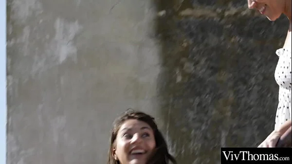 Cute teen has hot lesbian sex with her older girlfriend outdoors