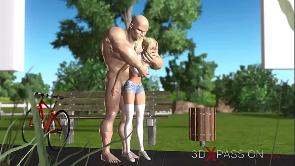 Hard fuck in the dungeon! Big guy plays with a sexy horny blonde