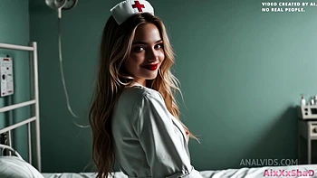 Hot Nurse Came To Take My Tests, But Took My Cock In Her Mouth, Fucked All Her Holes And Cum In Her Pussy [Ai Generated]