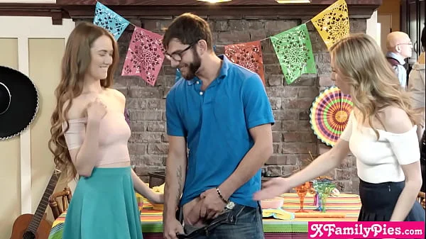 Teen stepsister Anya Olsen and her BFF Samantha Hayes fucking her stepbro